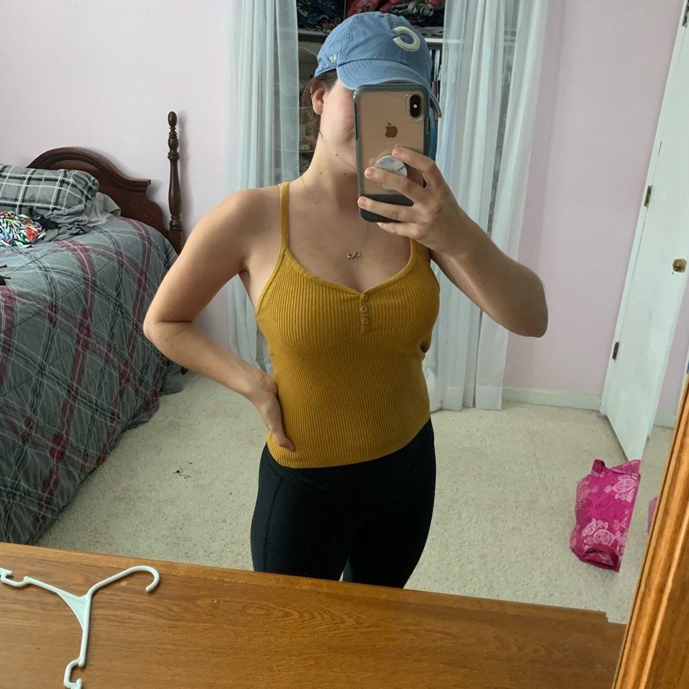 Mustard Ribbed Tank - Picture 2 of 3